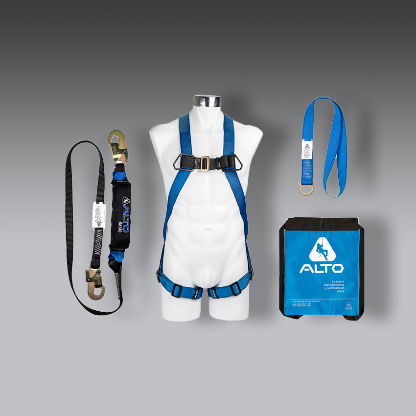 arnes para la seguridad industrial kit promociOn alto para construcciOn arnes contractor cc plano pf .90m y morral modelo kpa 3 marca alto
